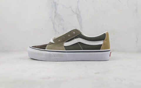 万斯Vans Sk8-Low余文乐同款棕绿拼接硫化帆布鞋原楦头纸板打造原盒原标 货号：VN0A4UUKB7J