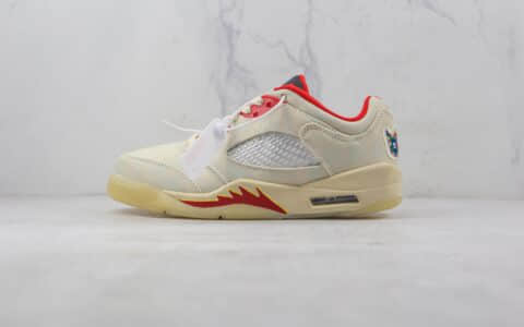 乔丹Air Jordan Retro 5 Low Chinese New Year莆田纯原天花板AJ5中国年白红撕撕乐篮球鞋原档案数据开发 货号：DD2240-100
