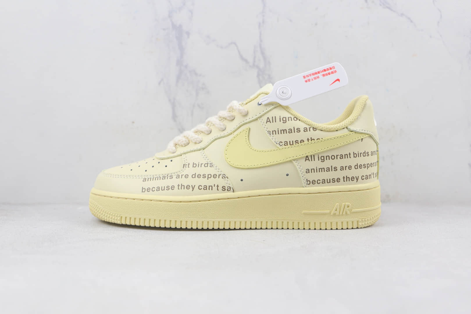 耐克Nike Air Force 1’07 Low莆田纯原复刻版本低帮空军一号淡黄色印花板鞋内置气垫 货号：CW2288-111