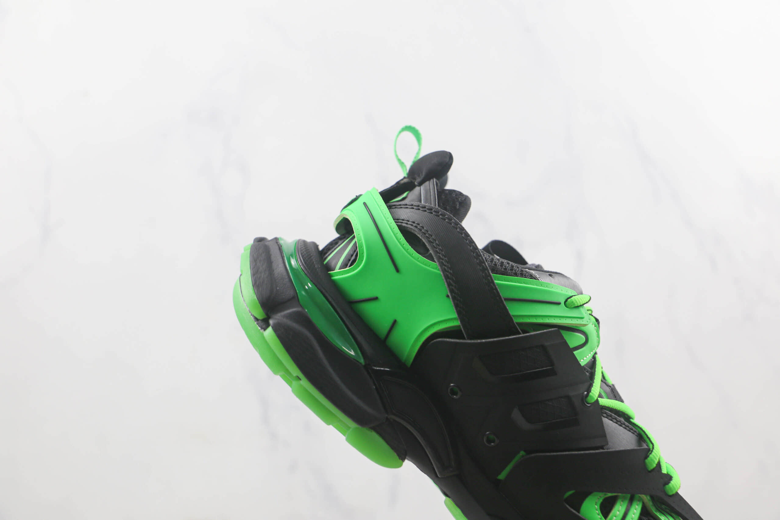 巴黎世家Balenciaga Track Mule Clear Sole Sneakers 3.0莆田天花板纯原复刻版本三代复古老爹鞋黑绿色原装大盒
