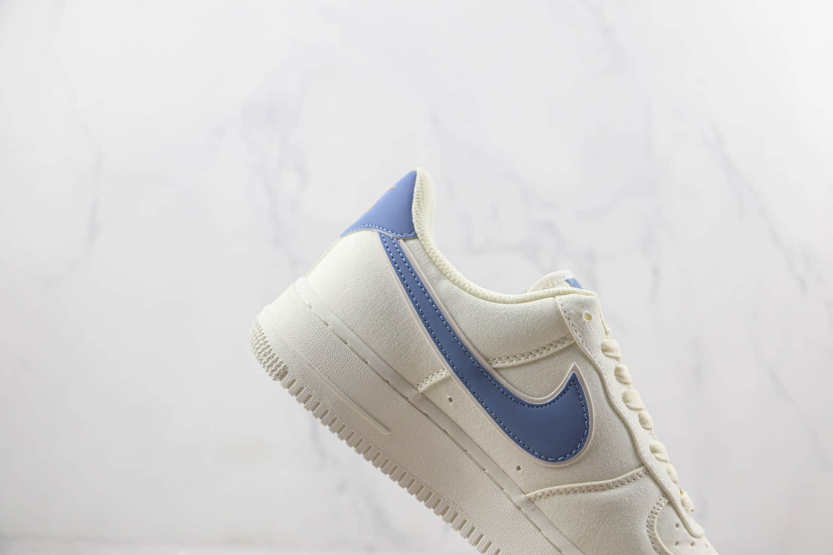 耐克Nike Air Force1莆田天花板纯原复刻版本低帮空军一号AF1蓝金双钩帆布板鞋内置气垫 货号：MN5696-209