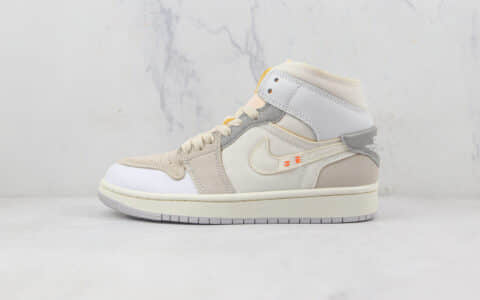 乔丹Air Jordan 1 Mid莆田纯原复刻版本中帮AJ1白灰色篮球鞋原档案数据开发 货号：DM9652-100