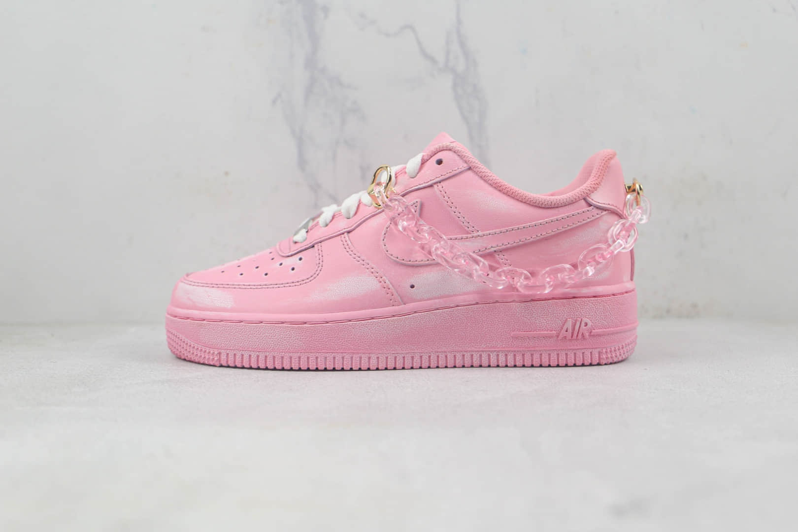 耐克Nike Air Force 1 Low莆田纯原复刻版本低帮空军一号侵染酒精刮刮乐粉色板鞋内置气垫原盒原标 货号：DD8959-100