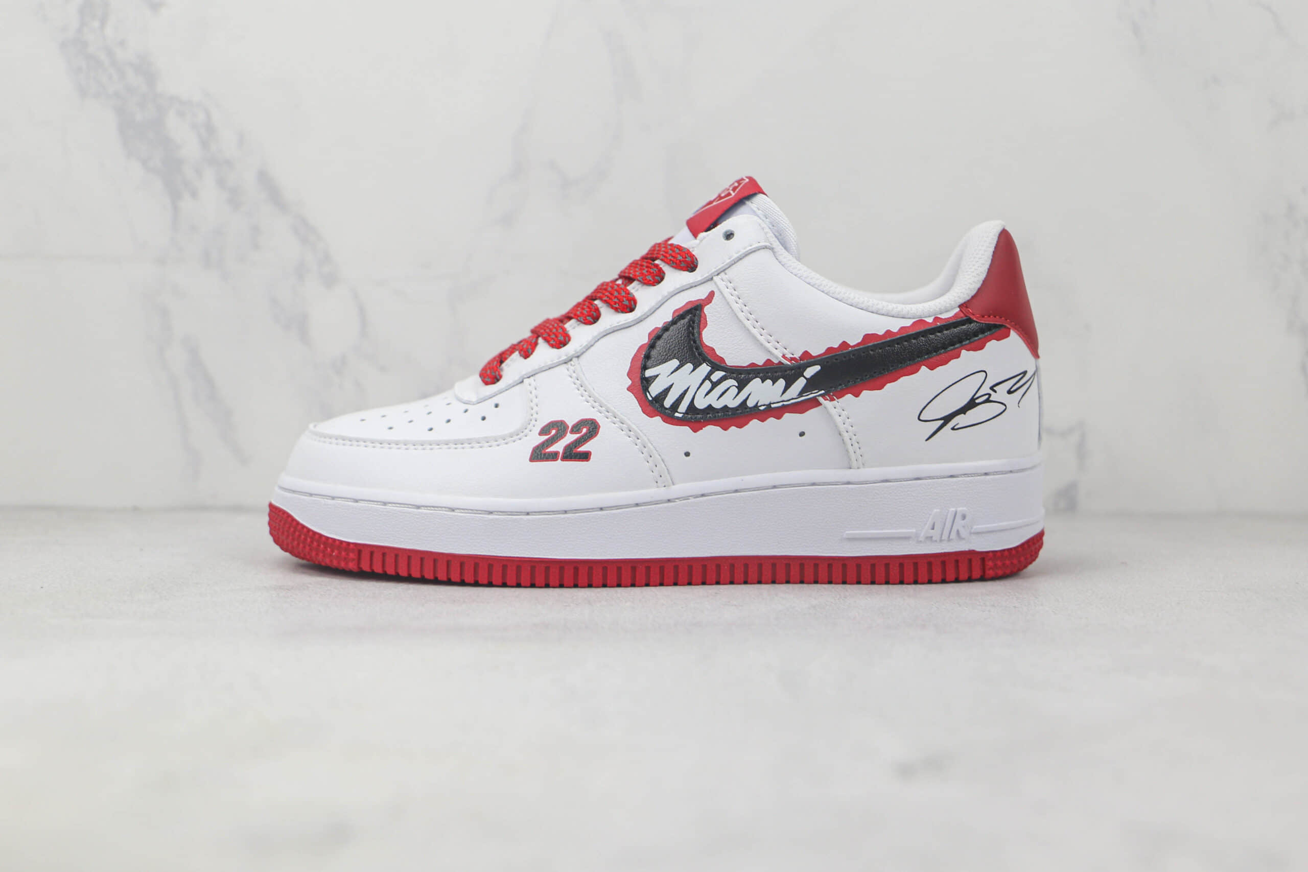 耐克Nike Air Force 1 Low 07 22莆田纯原复刻版本低帮空军一号白红色板鞋原档案数据开发 货号：NL1722-600