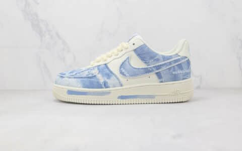 耐克Nike Air Force 1 Low Broken silk莆田纯原复刻版本低帮空军一号破洞丝牛仔蓝配色板鞋内置气垫 货号：CW1888-611