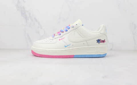 耐克Nike Air Force1莆田纯原复刻版本低帮空军一号蓝粉双钩板鞋内置气垫原盒原标 货号：KU0902-112