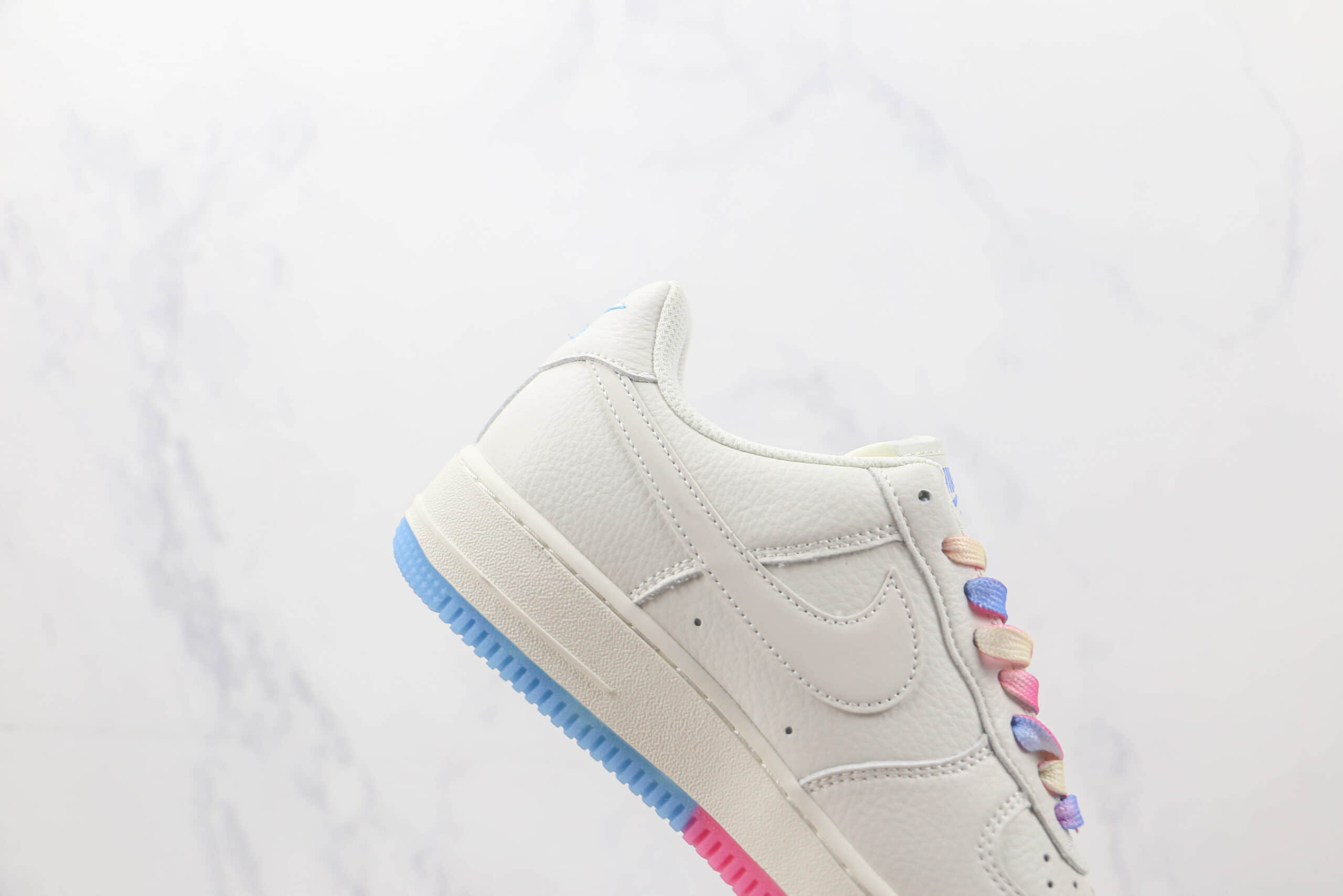 耐克Nike Air Force1莆田纯原复刻版本低帮空军一号蓝粉双钩板鞋内置气垫原盒原标 货号：KU0902-112