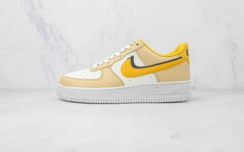 耐克Nike Air Force 1 Low 07 LV8 EMB 82 Double Swoosh Yellow莆田纯原复刻版本低帮空军一号黄白黑双钩配色板鞋内置气垫 货号：DX6065-171