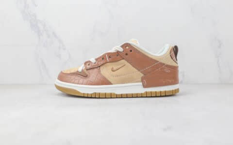 耐克Nike Dunk Low Disrupt 2 Brown Croc纯原版本低帮DUNK棕色鳄鱼纹Disrupt 2板鞋 莆田DUNK工厂 货号：DV1026-215