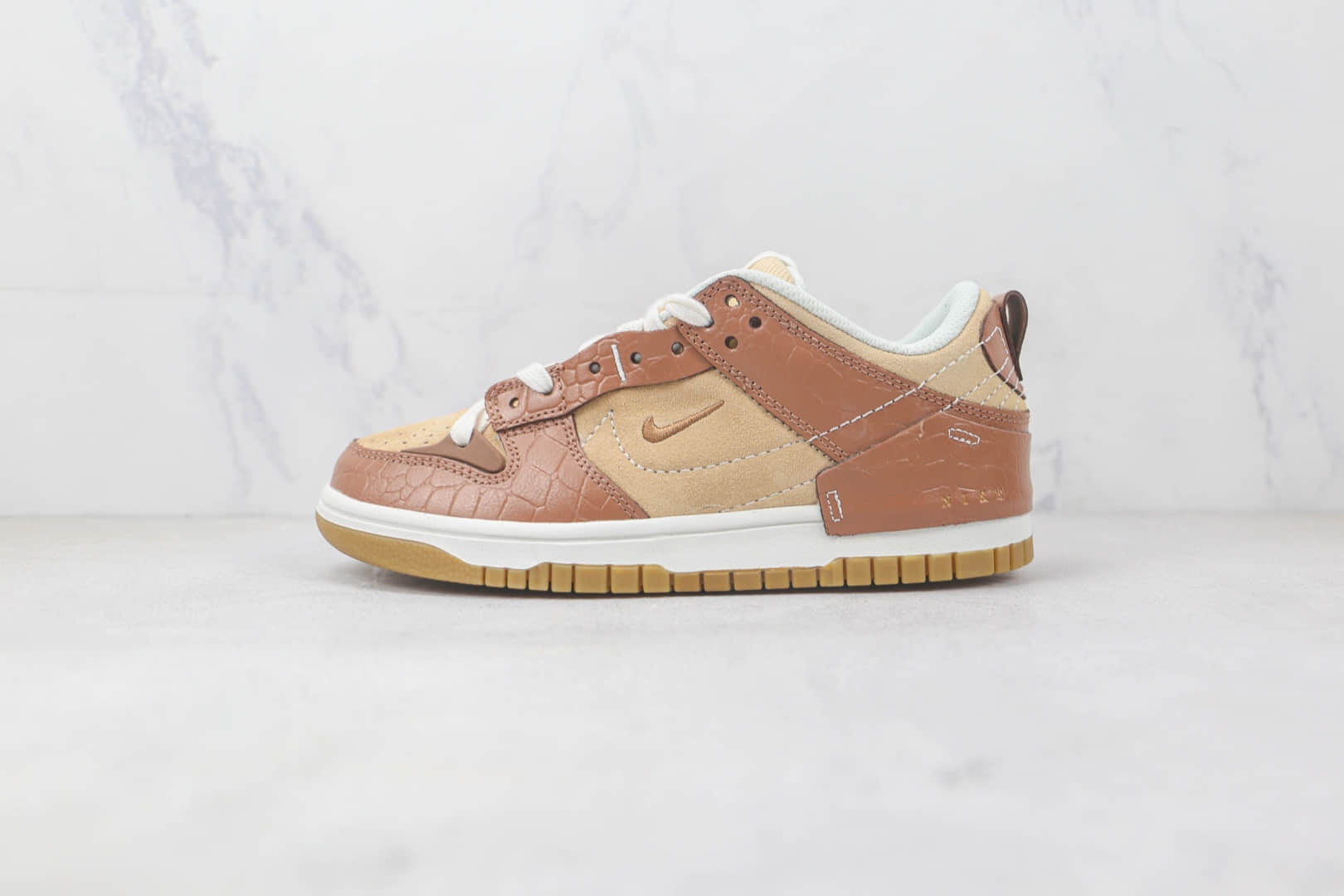 耐克Nike Dunk Low Disrupt 2 Brown Croc纯原版本低帮DUNK棕色鳄鱼纹Disrupt 2板鞋 莆田DUNK工厂 货号：DV1026-215