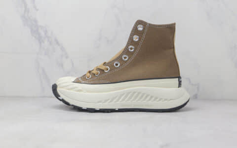 匡威CONVERSE Chuck 70 AT-CX高帮厚底锯齿棕色帆布运动鞋原楦头纸板打造 货号：AO1682C