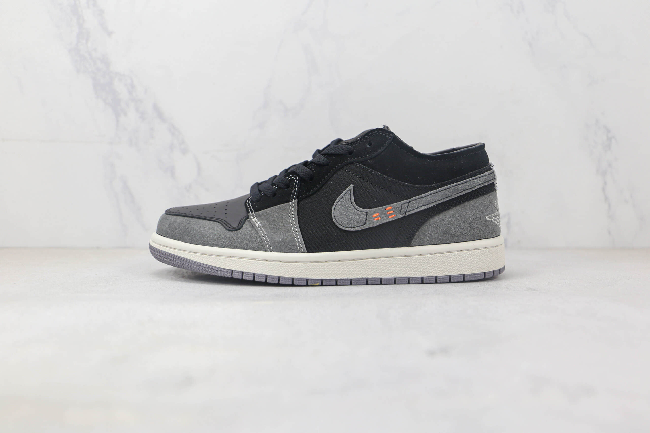 乔丹Air Jordan 1 Low SE Craft White and Phantom纯原版本低帮AJ1黑灰色休闲板鞋 乔丹AJ1工厂货源 货号：DN1635-001