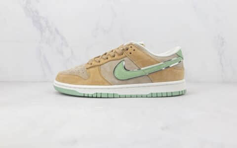 耐克Nike SB Dunk Low Pro纯原版本低帮SB DUNK大友克洋联名款麂皮棕绿色拼接板鞋 耐克DUNK校园板鞋 货号：ST1391-202