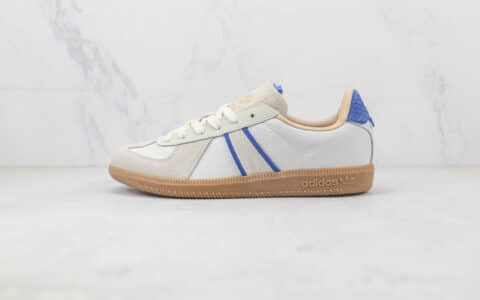 阿迪达斯Adidas Originals German Trainer三叶草白蓝色复古风德训鞋 阿迪达斯三叶草系列 货号：HQ6457