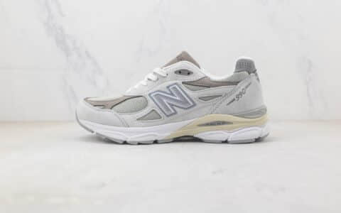 新百伦New Balance 990V3纯原版本NB990白灰色复古慢跑鞋 新百伦NB990复古老爹鞋 货号：M990SC3