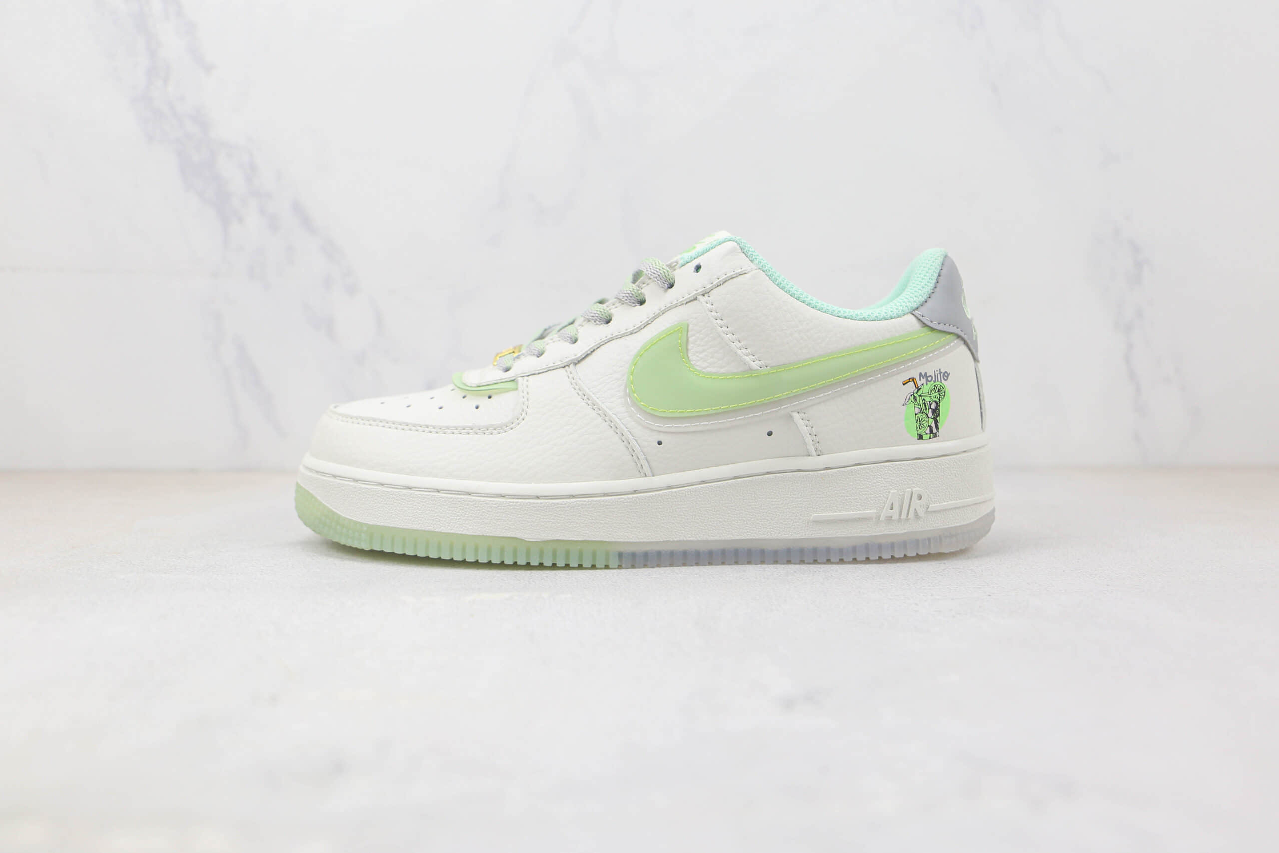 耐克Nike Air Force 1 Low 07 Mojito纯原版本低帮空军一号莫吉托白绿色板鞋 耐克空军一号校园板鞋 货号：CW1574-802