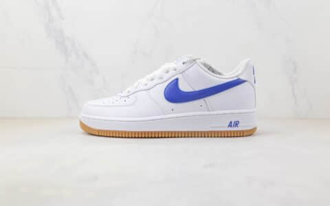 耐克Nike Air Force1纯原版本低帮空军一号白蓝钩生胶底板鞋 耐克空军一号定制款 货号：DJ3911-101