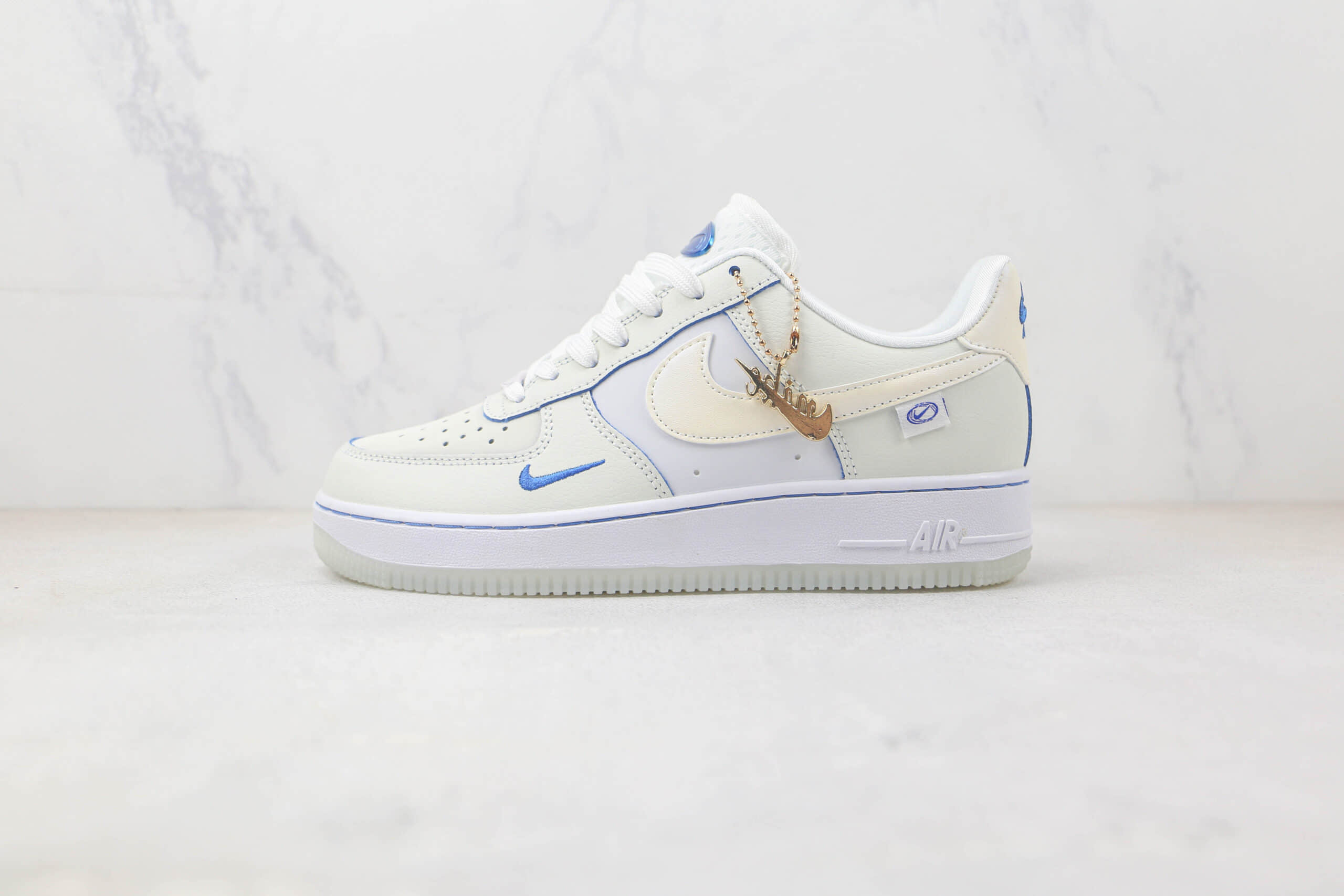 耐克Nike Air Force 1 Low 07纯原版本低帮空军一号灰蓝拼接双勾板鞋 耐克空军一号定制款 货号：FB1839-111