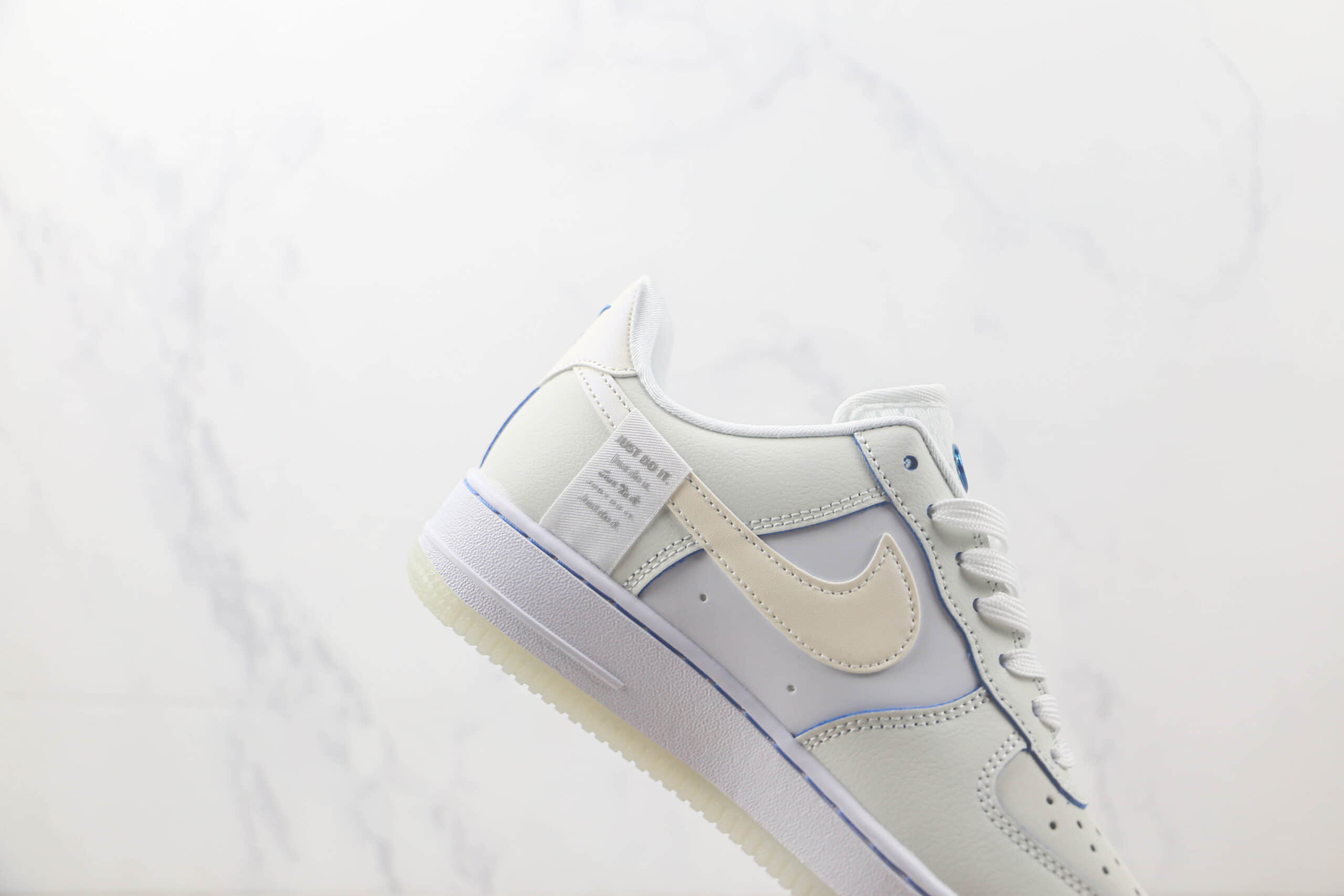 耐克Nike Air Force 1 Low 07纯原版本低帮空军一号灰蓝拼接双勾板鞋 耐克空军一号定制款 货号：FB1839-111