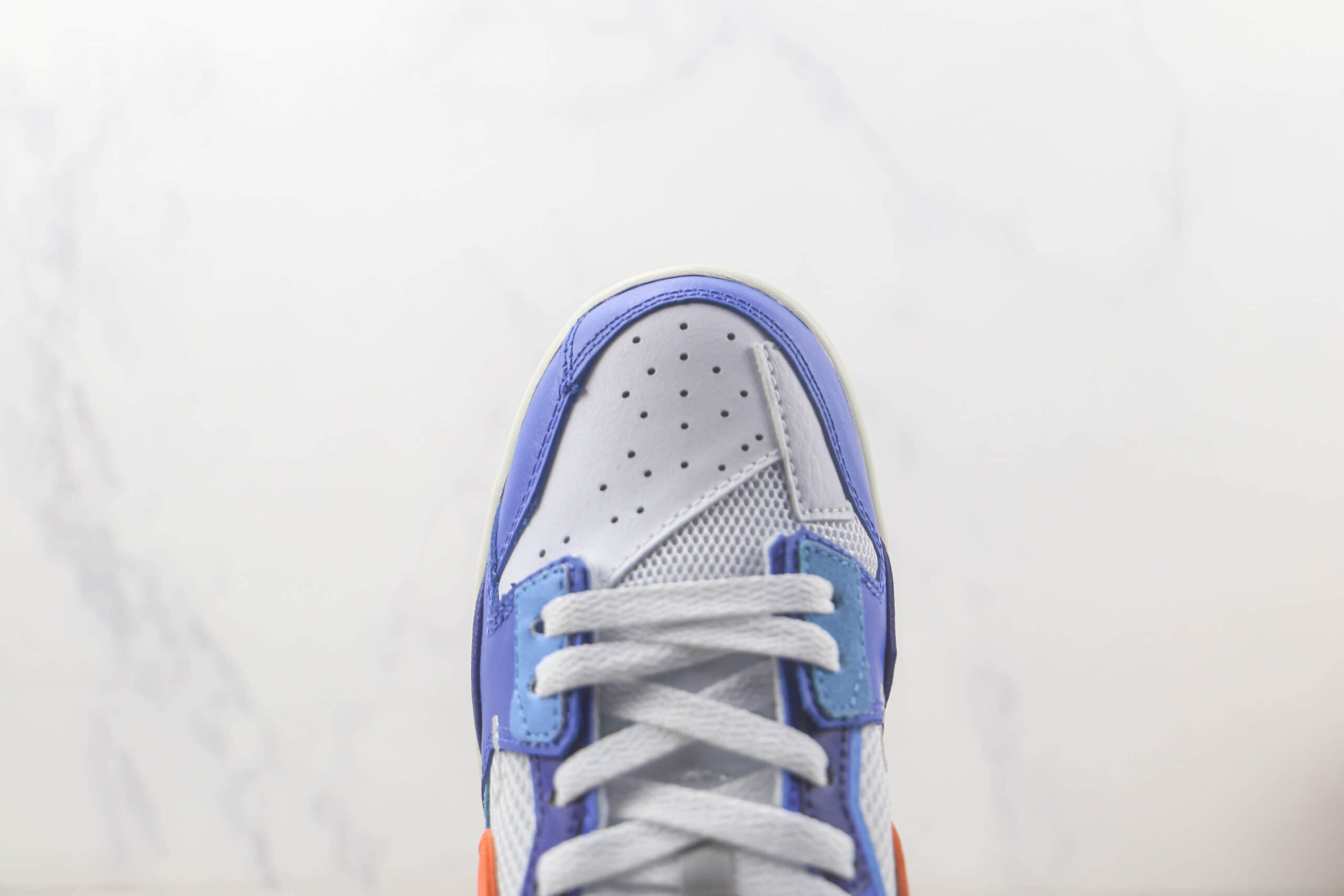 耐克Nike Dunk Scrap纯原版本低帮DUNK缝合怪尼克斯白蓝橙色板鞋 莆田天花板DUNK系列 货号：DM0128-100
