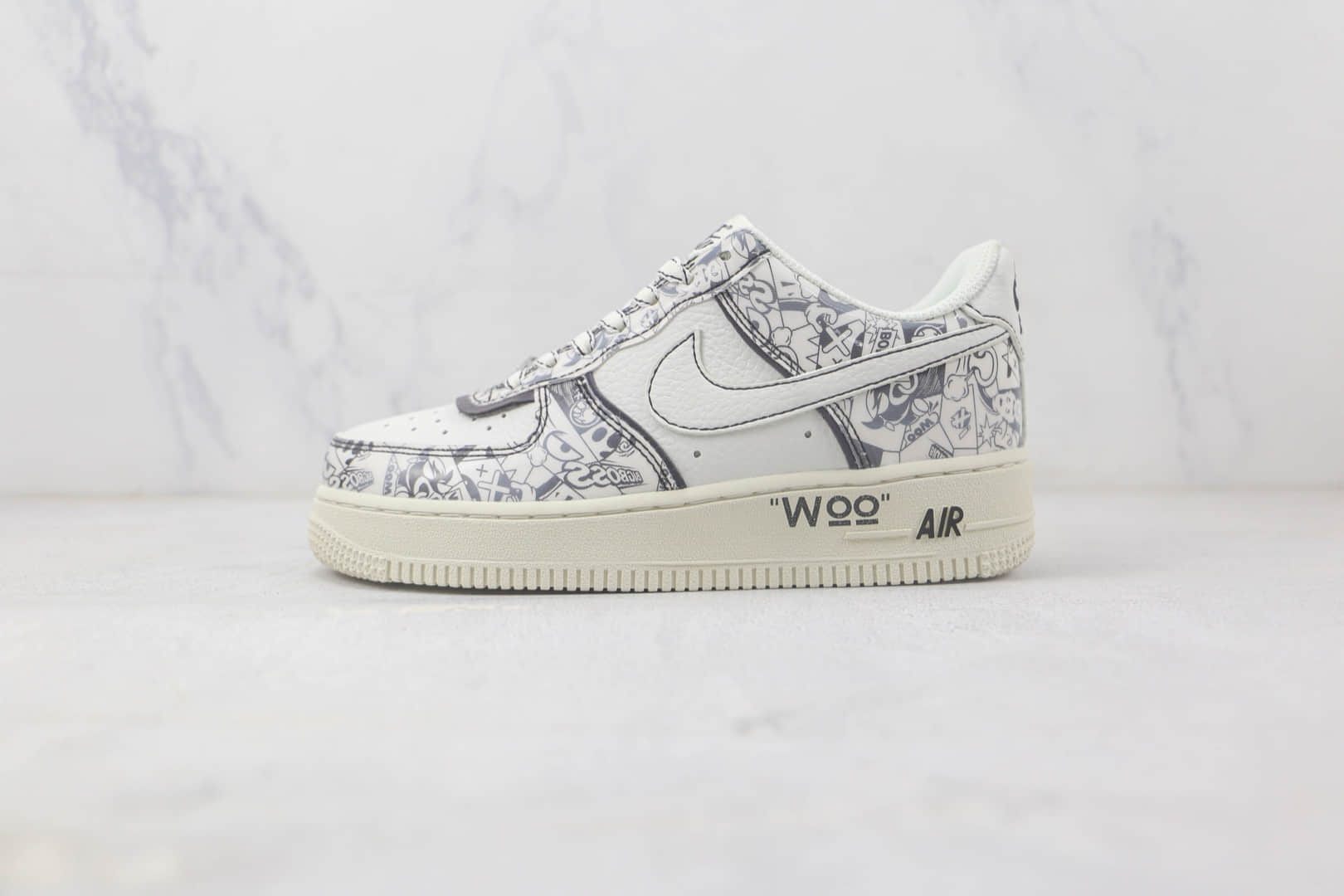 耐克Nike Air Force 1 Low 07 Game Player纯原版本低帮空军一号街头霸王系列白灰涂鸦配色板鞋 耐克空军一号校园系列 货号：ZG0088-812