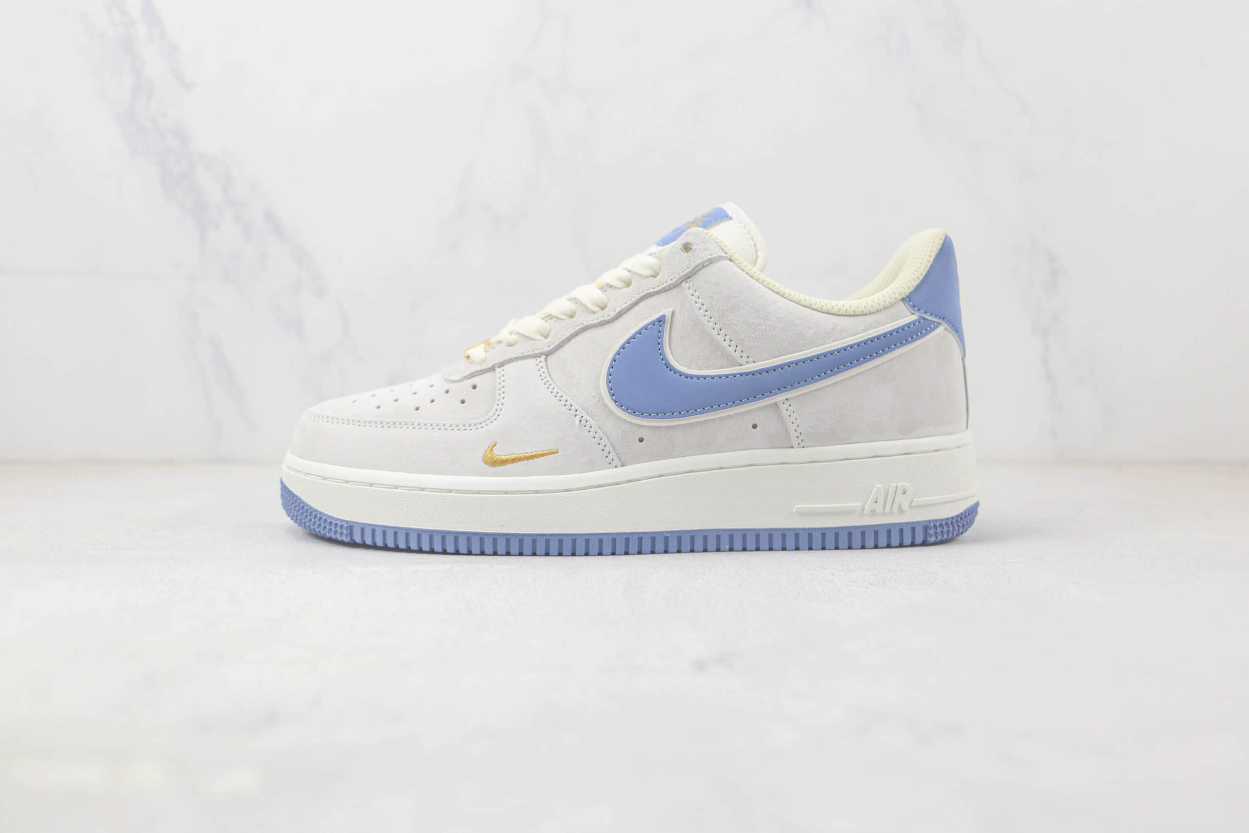 耐克Nike Air Force 1 Low 07纯原版本低帮空军一号蓝金双钩板鞋 莆田耐克天花板板鞋 货号：KK5636-210