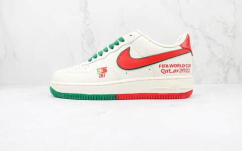 耐克Nike Air Force 1 Low 07纯原版本低帮空军一号世界杯主题系列米白红色板鞋 耐克空军一号校园板鞋 货号：DR9868-900