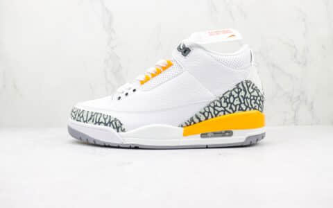 乔丹Air jordan 3 Retro Tinker NrgHJ纯原版本AJ3爆裂纹白黄色篮球鞋 莆田天花板AJ3系列 货号：CT8532-160