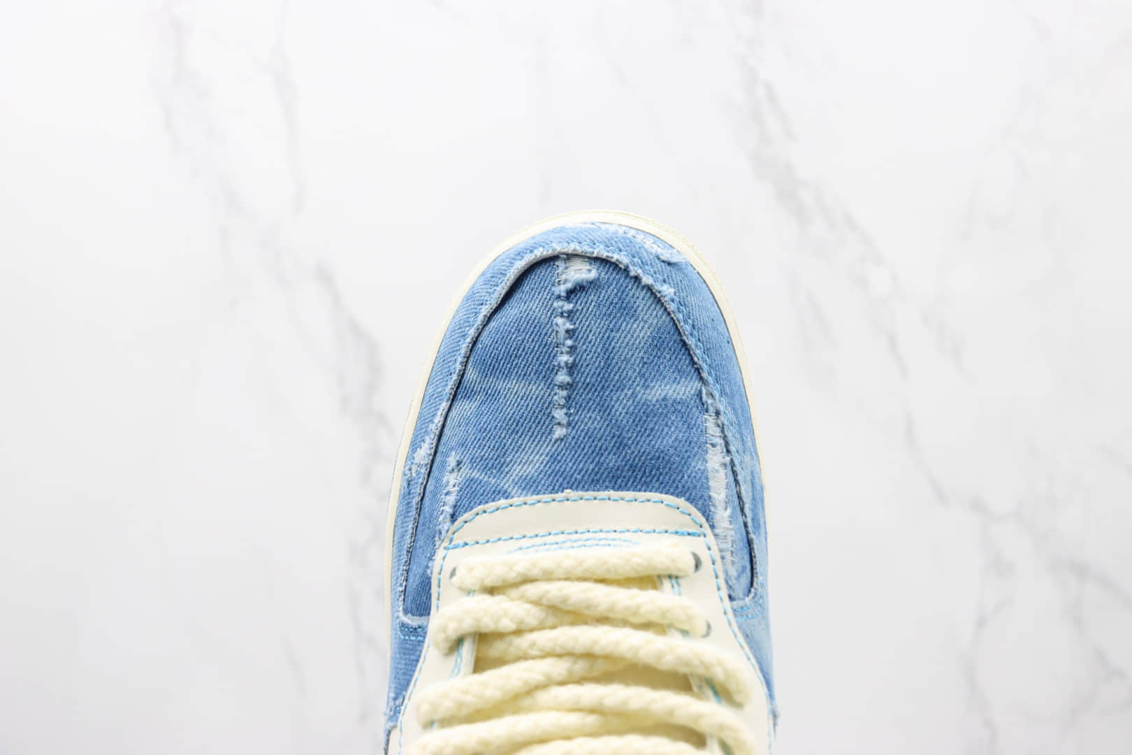 耐克Nike Air Force 1 Mid纯原版本中帮空军一号做旧牛仔米白蓝配色板鞋 耐克空军一号校园板鞋 货号：CW1888-622