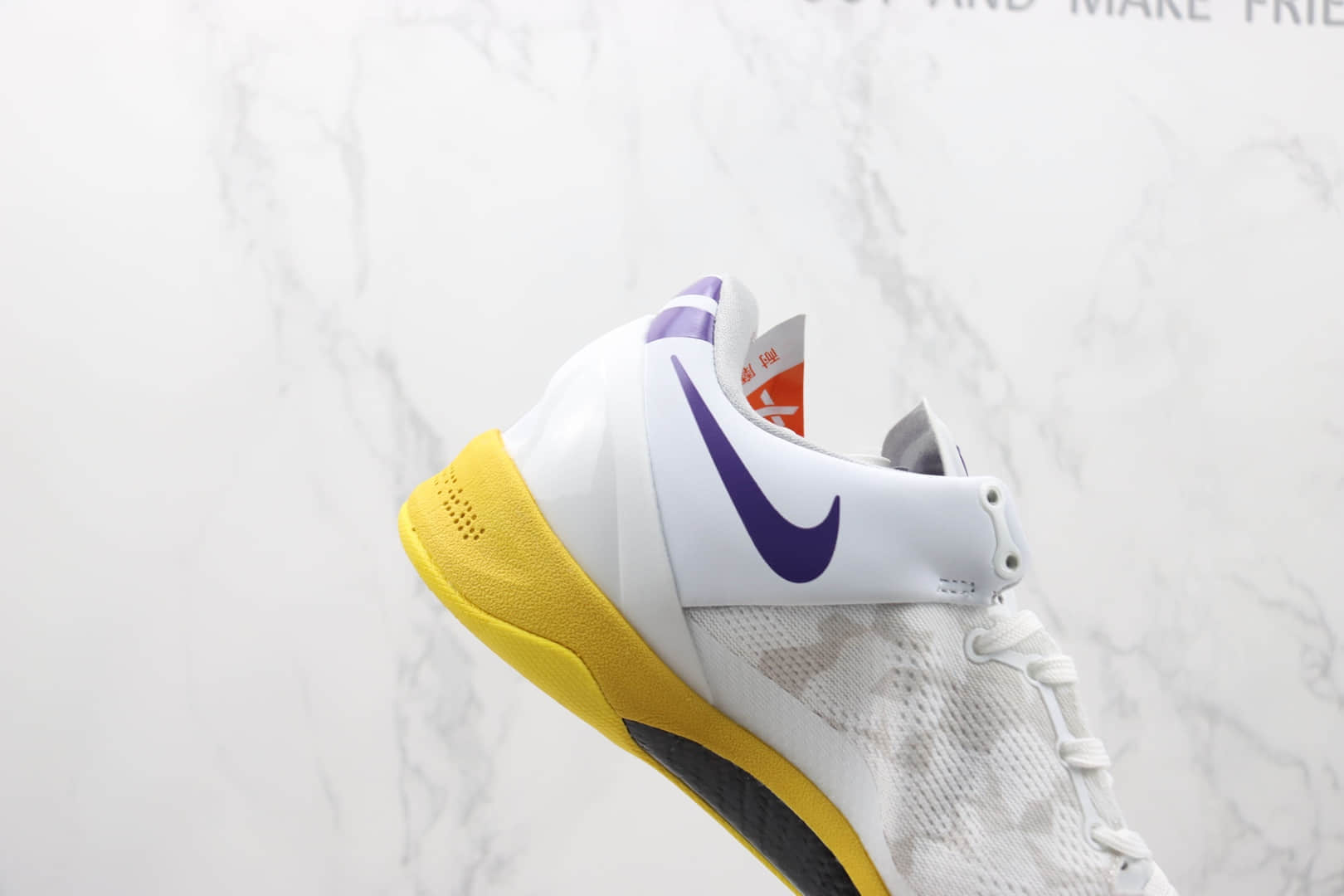 耐克NIKE Kobe 8 Low科比8代白黄紫色实战篮球鞋 莆田天花板科比球鞋 货号：555035-101