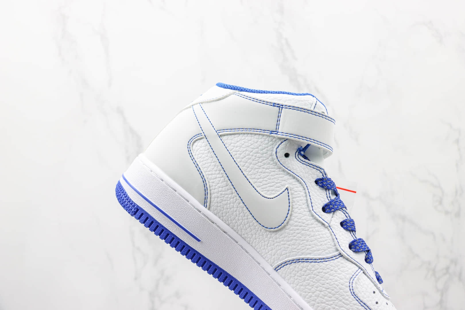 耐克Nike Air Force 1 Mid纯原版本中帮空军一号白蓝双勾魔术贴款板鞋 莆田耐克空军一号货源 货号：MK0619-233