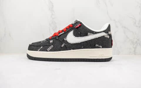 耐克Nike Air Force 1 Nike Low纯原版本低帮空军一号李维斯黑色帆布板鞋 莆田空军一号校园板鞋 货号：LE5050-011