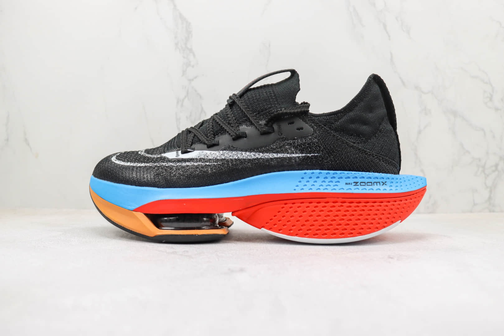 耐克Nike Air Zoom Alphafly NEXT% 2纯原版本马拉松2.0公路竞速黑蓝橙色跑步鞋 耐克马拉松慢跑鞋 货号：DV9425-011