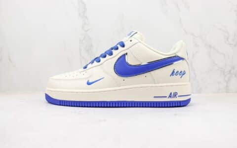 耐克Nike Air Force 1纯原版本低帮空军一号双勾白蓝色英文字母刺绣板鞋 莆田空军一号板鞋货源 货号：BM1996-077