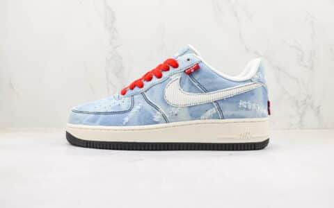 耐克Nike Air Force 1 Nike Low纯原版本低帮空军一号李维斯牛仔帆布蓝配色板鞋 复刻耐克空军一号板鞋 货号：LE5050-012