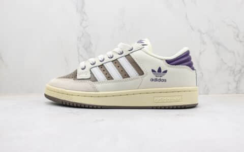 阿迪达斯adidas Centennial 85 Low纯原版本白棕紫色复古板鞋 莆田阿迪达斯货源 货号：IE2369