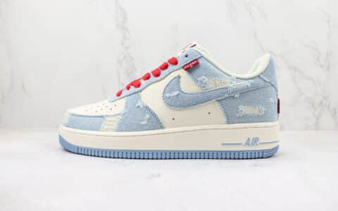 耐克Nike Air Force 1 Nike Low纯原版本低帮空军一号李维斯牛仔蓝配色板鞋 莆田耐克空军一号货源 货号：VT5698-566