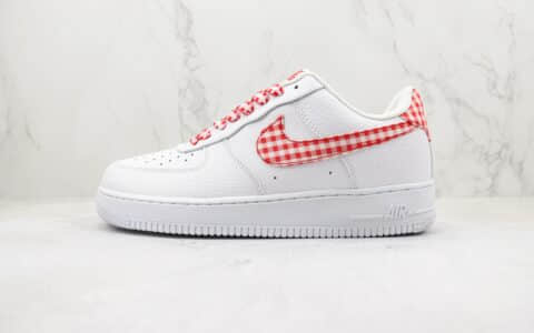 耐克Nike Air Force 1'07 Low纯原版本低帮空军一号白红色格子布板鞋 莆田天花板AF1系列 货号：DZ2784-101