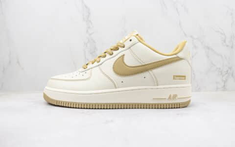 耐克Supreme x Nike Air Force 1'07 Low纯原版本SUP联名款低帮空军一号米卡其色板鞋 莆田天花板AF1系列 货号：SU0220-011