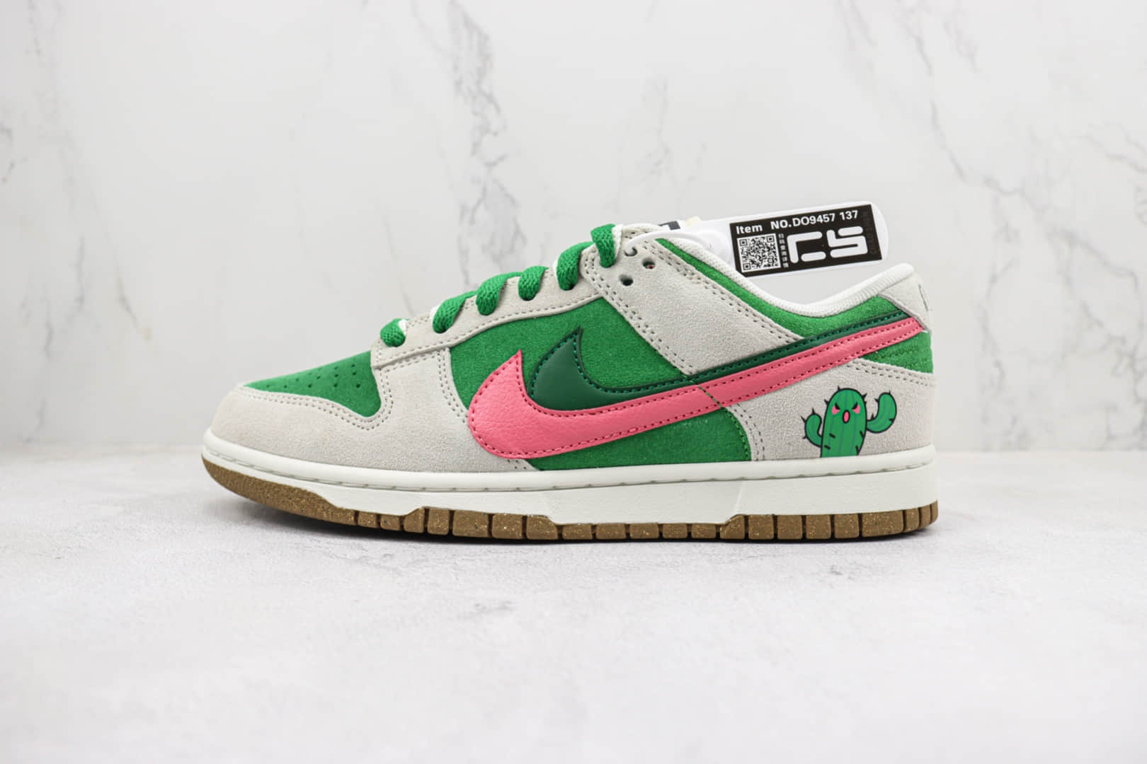 耐克Nike SB Dunk Low纯原版本低帮Dunk愤怒仙人掌灰绿色板鞋 莆田天花板Dunk系列 货号：DO9457-137