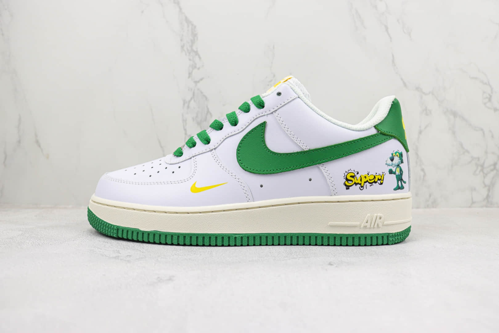 耐克Nike Air Force 1'07 Low纯原版本低帮空军一号白绿色板鞋 莆田天花板AF1系列 货号：BS9055-721