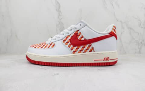 耐克Nike Air Force 1 Low纯原版本低帮空军一号白红编织板鞋 莆田天花板AF1系列 货号：DM1060-161