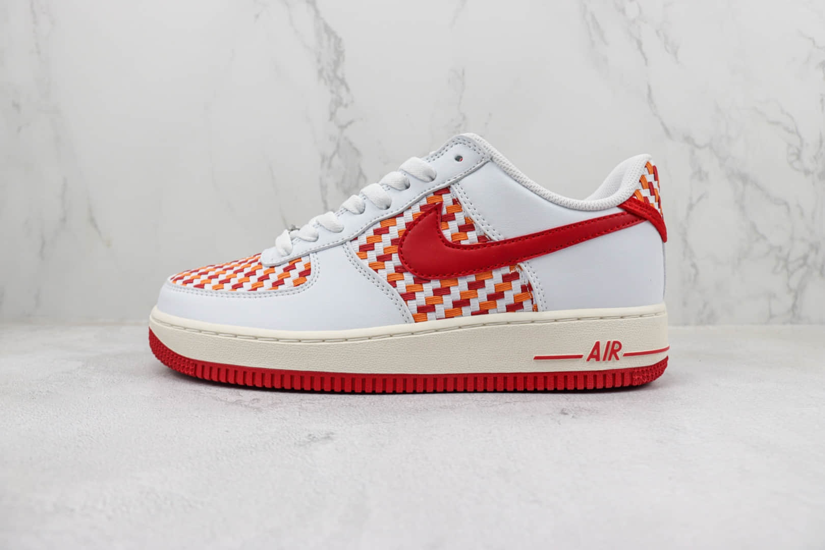 耐克Nike Air Force 1 Low纯原版本低帮空军一号白红编织板鞋 莆田天花板AF1系列 货号：DM1060-161