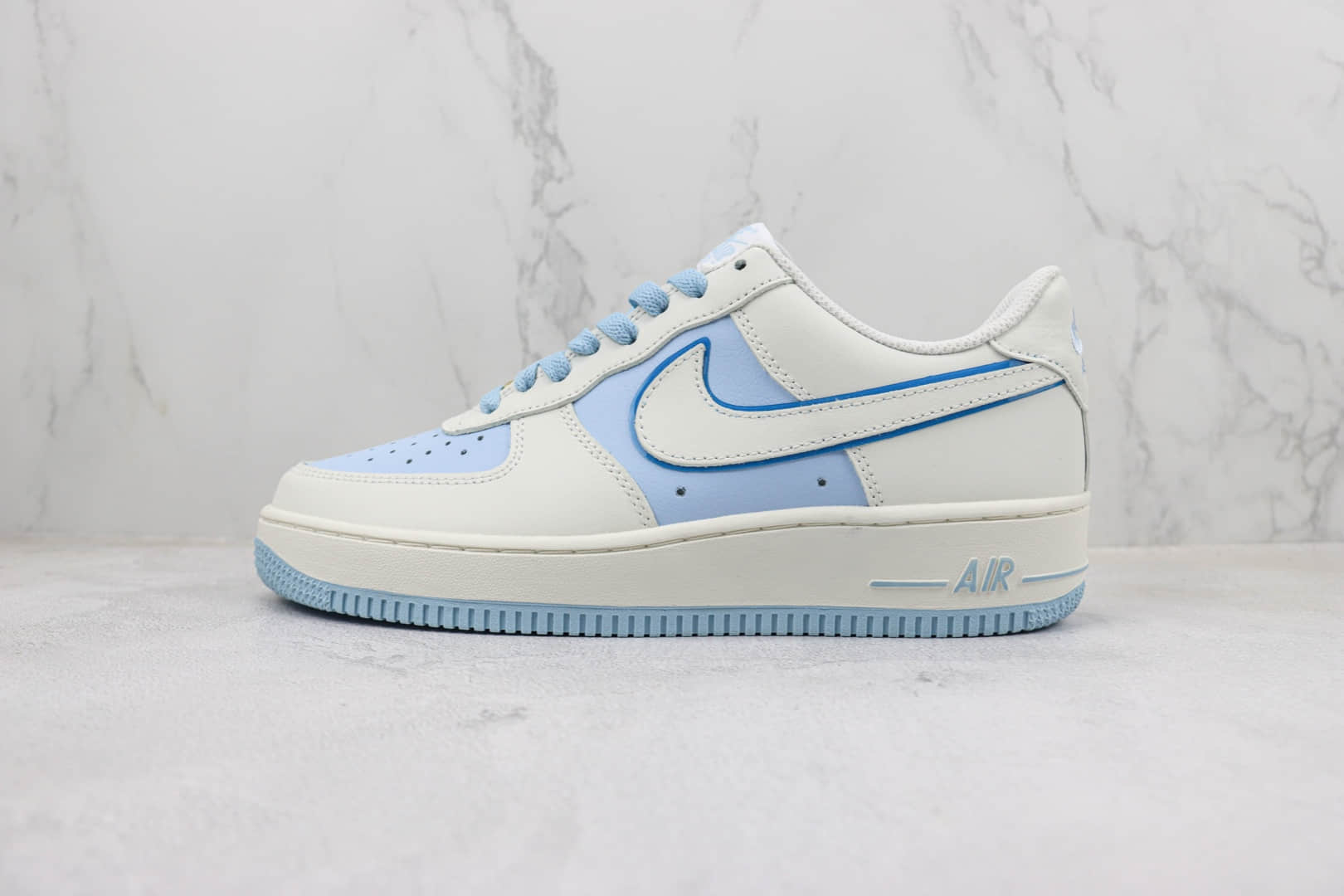 耐克Nike Air Force 1 Low '07纯原版本低帮空军一号白蓝拼接板鞋 莆田耐克货源 货号：AV0303-723