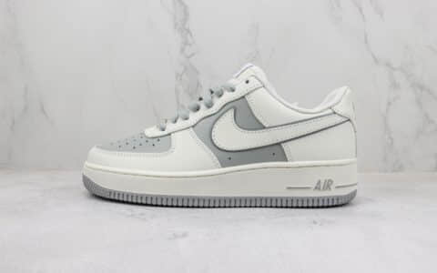 耐克Nike Air Force 1纯原版本空军一号白灰拼接板鞋 莆田复刻耐克 货号：AV0303-726