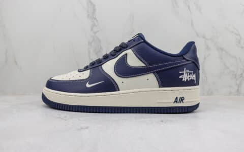 耐克Nike Air Force 1 ’07 Low纯原版本斯图西联名空军一号海军蓝板鞋 莆田天花板AF1系列 货号：AE1686-102