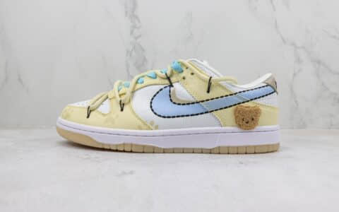 耐克Nike SB Dunk Low纯原版本低帮SB Dunk爆裂白黄小熊绑带板鞋 莆田天花板Dunk系列 货号：DX3633-100