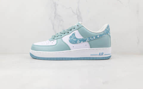 耐克Nike Air Force 1’07 Low纯原版本低帮空军一号白蓝腰果花板鞋 莆田耐克货源 货号：XM9612-092