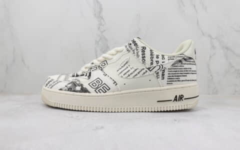 耐克Nike Air Force 1 Low纯原版本低帮空军一号报纸英文印花板鞋 莆田耐克工厂 货号：FB0607-033