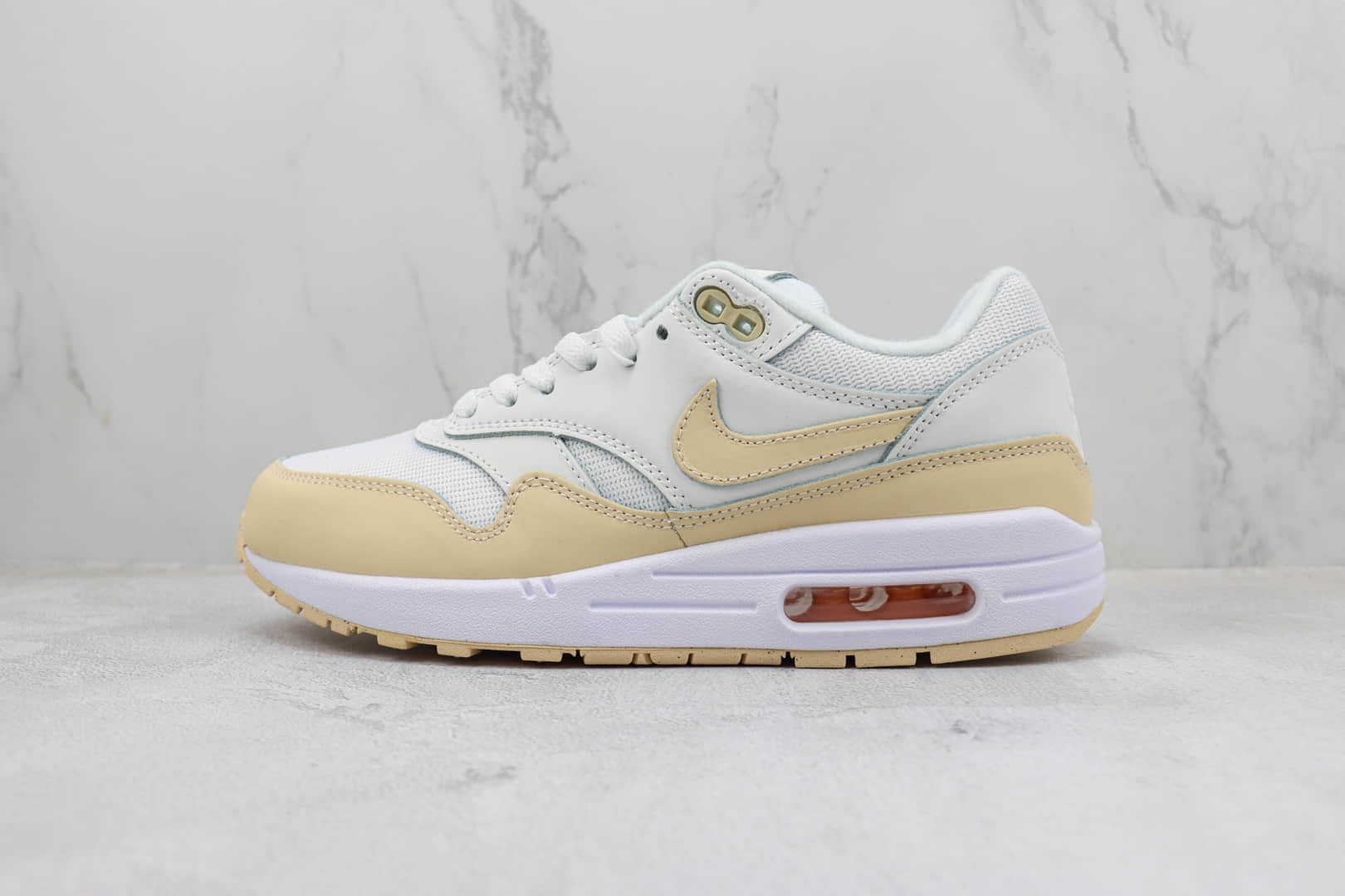 耐克Nike Air Max 1 PRM纯原版本Max1白黄色复古气垫跑鞋 莆田复刻耐克 货号：FB5060-100